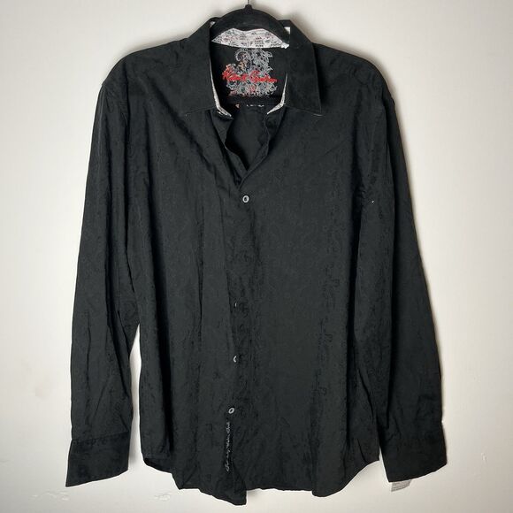 Robert Graham Black Shirt Embroidered NEW NWT Classic Fit XL